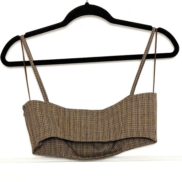 REFORMATION 90s Plaid Check Deadstock Fabric Square Neck Sleeveless Crop Top 8 - Picture 6 of 8